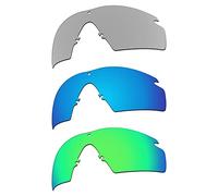EZReplace Lentes de repuesto para gafas de sol Oakley Si Ballistic M Frame 2.0 (lentes polarizadas) - Se adapta a Oakley Si Ballistic M Frame 2.0 Frame (metal plateado+azul hielo + verde primavera)