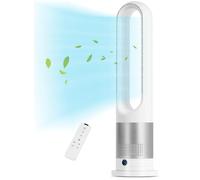 EZSMART Ventilador sin aspas, 66CM 80° oscilante Ventilador de torre control remoto, 8H-Timer, 8 niveles de ventilación, Ventilador de pedestal silencioso y táctil para dormitorio de oficina