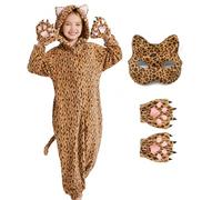 Ezuwail Disfraz Leopardo Niñas Pijama Leopardo Animal Mono de Guepardo Cosplay Carnaval Onesie para Niñas Niños (110)