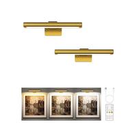 EZVALO Iluminación De Imagen Inalámbrica Con Sensor De Movimiento, Lámpara De Pared Inalámbrica Para Interiores, Luces LED Batería Para Espejo Baño, Cuadro, Pinturas Y Fotos (2, Oro)