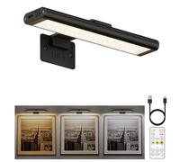 EZVALO Iluminación de Imagen Inalámbrica, Lámpara de Pared Inalámbrica para Interiores, Luces LED con Batería para Espejo de Baño, Cuadros, Pinturas y Fotos (1 Pieza, Negro)