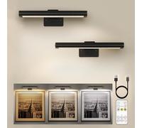 EZVALO Iluminación de Imagen Inalámbrica, Lámpara de Pared Inalámbrica para Interiores, Luces LED con Batería para Espejo de Baño, Cuadros, Pinturas y Fotos (2 Pieza, Negro)