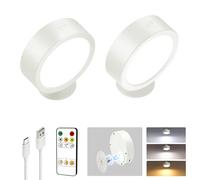 EZVALO Lámpara de Pared LED para Interiores, 5500 mAh, Apliques de Pared Interior con Batería Recargable, Lámpara de Noche para Niños, Salón y Dormitorio (Blanco, 2 Piezas)