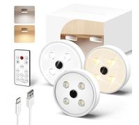 EZVALO Luz Armario, Luz LED con Control no Táctil, Luces LED Adhesiva con Mando a Distancia, Iluminación Regulable para Escaleras, Habitaciones, Armarios, Cocinas (2000mAh-2 Colores-3 Piezas)