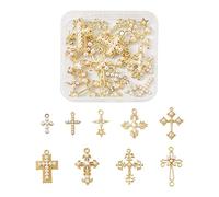 EZVFIRPDFZ 100 colgantes de madera con crucifijo, crucifijo, cruz impresa, dijes de madera teñida, religiosos, colgantes de 32,5 a 33,5 mm, para hombres y mujeres, collares de Pascua, fabricación de