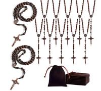 EZVFIRPDFZ 12 rosarios de madera de una década de oración católica, de bolsillo, mini rosarios a granel para bautismo para invitados, RY-1