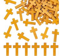 EZVFIRPDFZ 200 colgantes de cruz de madera de 0.55 pulgadas, mini dijes de cruz pequeña de madera natural a granel para recuerdos de fiesta, rosario de Pascua, collar, fabricación de joyas, adornos