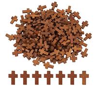 EZVFIRPDFZ 200 colgantes de cruz de madera de 0.55 pulgadas, mini dijes de cruz pequeña de madera natural a granel para recuerdos de fiesta, rosario de Pascua, collar, fabricación de joyas, adornos