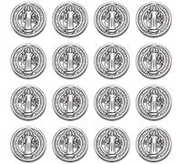 EZVFIRPDFZ 30 cuentas espaciadoras de aleación de 15 mm con cruz de Jesús y San Benito, cuentas espaciadoras para religión, cuentas sueltas de rosario, collar y pulsera para hacer joyas católicas