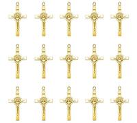 EZVFIRPDFZ 30 piezas de medalla religiosa de San Benito con cruz de Jesús, dijes de aleación de crucifijo católico, cuentas con fianza para rosario de bricolaje, collar, pulsera, suministros para