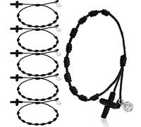 EZVFIRPDFZ 30 pulseras de rosario de medalla de San Benito a granel ajustable con nudo trenzado para protección del bebé, pulseras mexicanas con bolsas de malla para mujeres, hombres, niñas y niños