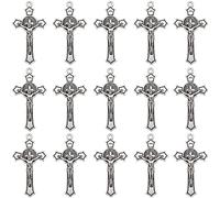 EZVFIRPDFZ 60 colgantes de aleación de San Benito con crucifijo de Jesús, rosario, cruz, para hacer joyas, manualidades, collares, pulseras, gargantillas