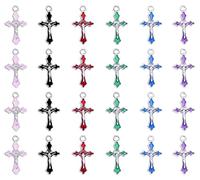 EZVFIRPDFZ 60 piezas de 6 colores de aleación esmaltada de cruz cristiana de San Benito crucifijo Jesús San Milagroso Medalla Rosario Dijes DIY Collar Colgante Pulseras Fabricación de Joyería