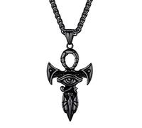 EZVFIRPDFZ Collar con colgante de plata de ley 925/acero inoxidable de Horus, clave de la vida, cruz Ankh, cruz de serpiente, dios de la muerte, collar con colgante egipcio antiguo para hombres y