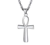 EZVFIRPDFZ Collar con colgante de plata de ley 925/acero inoxidable de Horus, clave de la vida, cruz Ankh, cruz de serpiente, dios de la muerte, collar con colgante egipcio antiguo para hombres y