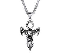 EZVFIRPDFZ Collar con colgante de plata de ley 925/acero inoxidable de Horus, clave de la vida, cruz Ankh, cruz de serpiente, dios de la muerte, collar con colgante egipcio antiguo para hombres y