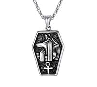 EZVFIRPDFZ Collar con colgante de plata de ley 925/acero inoxidable de Horus, clave de la vida, cruz Ankh, cruz de serpiente, dios de la muerte, collar con colgante egipcio antiguo para hombres y
