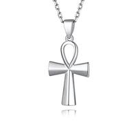 EZVFIRPDFZ Collar con colgante de plata de ley 925/acero inoxidable de Horus, clave de la vida, cruz Ankh, cruz de serpiente, dios de la muerte, collar con colgante egipcio antiguo para hombres y