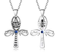 EZVFIRPDFZ Collar con colgante de plata de ley 925/acero inoxidable de Horus, clave de la vida, cruz Ankh, cruz de serpiente, dios de la muerte, collar con colgante egipcio antiguo para hombres y