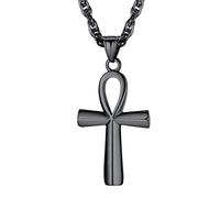 EZVFIRPDFZ Collar con colgante de plata de ley 925/acero inoxidable de Horus, clave de la vida, cruz Ankh, cruz de serpiente, dios de la muerte, collar con colgante egipcio antiguo para hombres y