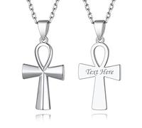 EZVFIRPDFZ Collar con colgante de plata de ley 925/acero inoxidable de Horus, clave de la vida, cruz Ankh, cruz de serpiente, dios de la muerte, collar con colgante egipcio antiguo para hombres y