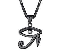 EZVFIRPDFZ Collar con colgante de plata de ley 925/acero inoxidable de Horus, clave de la vida, cruz Ankh, cruz de serpiente, dios de la muerte, collar con colgante egipcio antiguo para hombres y