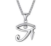 EZVFIRPDFZ Collar con colgante de plata de ley 925/acero inoxidable de Horus, clave de la vida, cruz Ankh, cruz de serpiente, dios de la muerte, collar con colgante egipcio antiguo para hombres y
