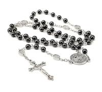 EZVFIRPDFZ Collar con medallas de San Benito para hombres y mujeres, rosario de San Benito para regalos religiosos, rosario negro católico, primera confirmación, regalos para adolescentes y mujeres