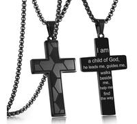 EZVFIRPDFZ Collar de cruz de fútbol para hombre, versículo de la Biblia, colgante de las Escrituras cristianas de fe, cadena de cruz, bautizo, primera comunión, regalos de graduación para niños, día