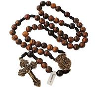 EZVFIRPDFZ Collar de rosario católico de 10 mm hecho a mano con piedra de ágata, para hombre, con pieza central de San Miguel y crucifijo de perdón