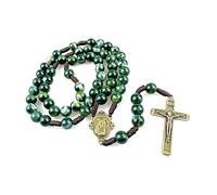 EZVFIRPDFZ Collar de rosario católico de madera de 10 mm para hombre, cadena roja, embalaje en caja de regalo, es un rosario ideal para hombres y mujeres para orar y meditar