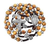 EZVFIRPDFZ Collar de rosario católico de Nuestra Señora de Gracia para hombre, crucifijo de la Trinidad, hecho a mano, rosarios para mujeres, bolsa de rosario y tarjeta de oración
