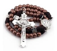 EZVFIRPDFZ Collar de rosario de cuerda de paracaídas de San Benito, cuentas de metal grandes y pesadas, duradero, resistente, cordón católico para hombre
