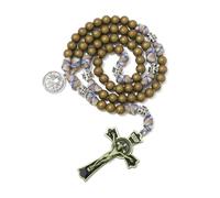 EZVFIRPDFZ Collar de rosario de cuerda de paracaídas resistente y duradero de 10 mm para hombres con medalla de San Benito o medalla de María y crucifijo esmaltado, regalos católicos