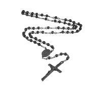 EZVFIRPDFZ Collar de rosario personalizado para mujeres y hombres, colgante cristiano de la Virgen María con crucifijo grabado con texto de imagen, rosario de acero inoxidable, collar católico, cadena