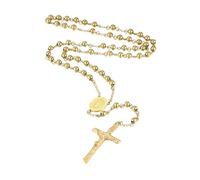 EZVFIRPDFZ Collar de rosario personalizado para mujeres y hombres, colgante cristiano de la Virgen María con crucifijo grabado con texto de imagen, rosario de acero inoxidable, collar católico, cadena