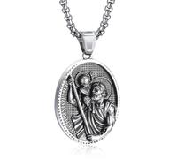 EZVFIRPDFZ Collar de San Miguel para hombre, colgante de medalla de amuleto de arcángel patrón de acero inoxidable, San Miguel/Cristópal/José/Benedicto/Antonio/Virgen María, regalo católico para