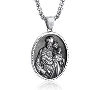EZVFIRPDFZ Collar de San Miguel para hombre, colgante de medalla de amuleto de arcángel patrón de acero inoxidable, San Miguel/Cristópal/José/Benedicto/Antonio/Virgen María, regalo católico para
