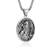 EZVFIRPDFZ Collar de San Miguel para hombre, colgante de medalla de amuleto de arcángel patrón de acero inoxidable, San Miguel/Cristópal/José/Benedicto/Antonio/Virgen María, regalo católico para