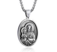EZVFIRPDFZ Collar de San Miguel para hombre, colgante de medalla de amuleto de arcángel patrón de acero inoxidable, San Miguel/Cristópal/José/Benedicto/Antonio/Virgen María, regalo católico para
