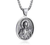 EZVFIRPDFZ Collar de San Miguel para hombre, colgante de medalla de amuleto de arcángel patrón de acero inoxidable, San Miguel/Cristópal/José/Benedicto/Antonio/Virgen María, regalo católico para
