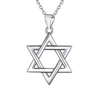 EZVFIRPDFZ Collar judío Magen con estrella de David para mujeres y hombres, collar con colgante hexagonal de acero inoxidable/plata de ley 925, ajustable, viene con caja