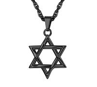 EZVFIRPDFZ Collar judío Magen con estrella de David para mujeres y hombres, collar con colgante hexagonal de acero inoxidable/plata de ley 925, ajustable, viene con caja