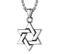 EZVFIRPDFZ Collar judío Magen con estrella de David para mujeres y hombres, collar con colgante hexagonal de acero inoxidable/plata de ley 925, ajustable, viene con caja