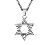 EZVFIRPDFZ Collar judío Magen con estrella de David para mujeres y hombres, collar con colgante hexagonal de acero inoxidable/plata de ley 925, ajustable, viene con caja
