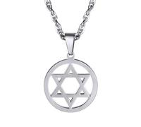 EZVFIRPDFZ Collar judío Magen con estrella de David para mujeres y hombres, collar con colgante hexagonal de acero inoxidable/plata de ley 925, ajustable, viene con caja