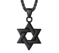 EZVFIRPDFZ Collar judío Magen con estrella de David para mujeres y hombres, collar con colgante hexagonal de acero inoxidable/plata de ley 925, ajustable, viene con caja