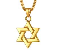 EZVFIRPDFZ Collar judío Magen con estrella de David para mujeres y hombres, collar con colgante hexagonal de acero inoxidable/plata de ley 925, ajustable, viene con caja
