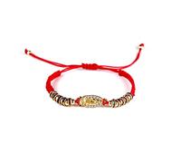 EZVFIRPDFZ Colorful Bling - Juego de 4 pulseras de cuerda con nudo rojo, Virgen María, San Benito, San Judas, cordón ajustable, rosario, medalla de protección para mujer, joyería religiosa católica de