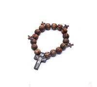 EZVFIRPDFZ Colorful Bling - Pulsera religiosa de 10 mm con cruz de madera para hombres y mujeres, oración de fe, hecha a mano, joyería católica